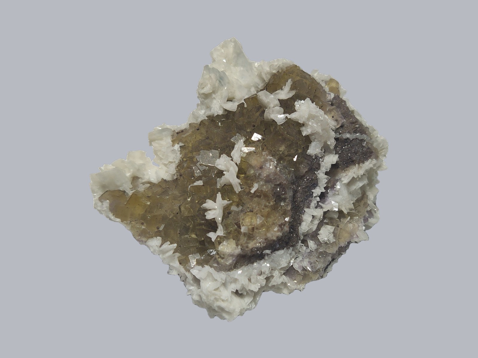 Fluorite with Barite—Moscona Mine, Solia Asturias, Spain