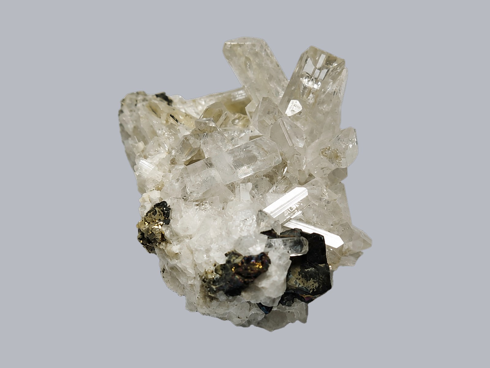Danburite with Chalcopyrite — Charcas, Municipality of Charcas, San Luis Potosí, Mexico, ex. Steve Pullman collection